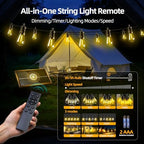Solar Lights Outdoor Patio Lights: S14 15M 50FT Solar Powered Remote Control 3 Light Modes Dimmable Solar Waterproof Light - Shatterproof Bulbs - Camping Backyard Garden Deck Outside Yard - Image 2