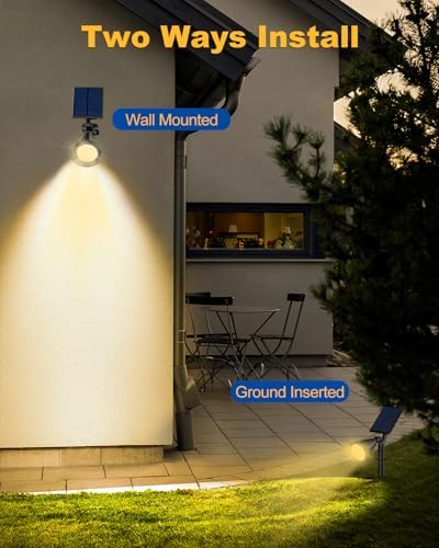 Solar Spot Lights Outdoor, 8 Pack Outdoor Solar Lights for Yard, 4 Lighting Mode Solar Landscape Spotlights with Auto On/Off, 2-in-1 Waterproof Wall Lights for Garden, Walkway (Warm White) - Image 6