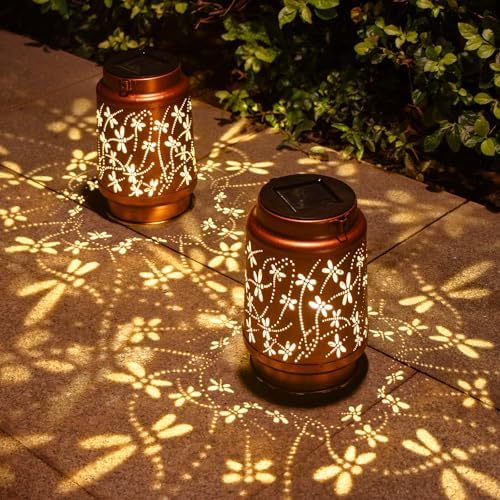 DIBIEECN Birthday Gifts for Women, Solar Lanterns, Dragonfly, 2 Pack by DIBIEECN