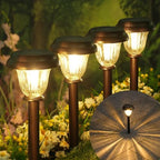 DERAYSION 8 Pack Solar Lights Outdoor, Stainless Steel Glass Solar Pathway Lights, Auto On/Off Long-Lasting Waterproof Garden Lights for Landscape, Path, Yard, Driveway, Walkway Decor (Warm White) by DERAYSIONSolarLighting