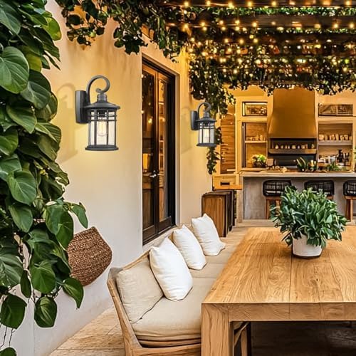 2 Packs Outdoor Porch Lights Wall Mount Sconces Outdoor Lighting Waterproof Exterior Lantern for House Front Porch Patio Garage Doorway Garden, Medium - Image 4