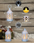 12-Pack Mini Moroccan Lanterns with LED Candle for Ramadan, Wedding, Festivals, Small Decorative Lanterns Shatterproof for Baby Shower & Table Centerpiece, Ornament, Party Decor, White - Image 3