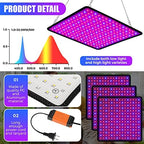 Liliful 4 Pcs Grow Lights Panel 200W Artificial Full Spectrum Grow Lamps with 225 LEDs for Indoor Outdoor Seedling Tent Flowe(Red, Blue) - Image 3