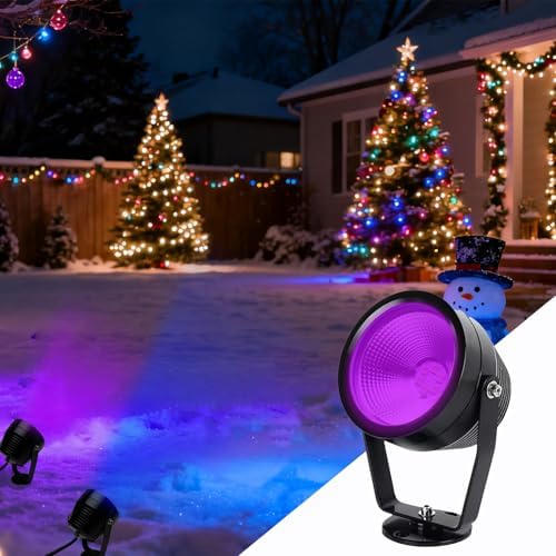 RGBW Outdoor Landscape Spotlight, IP67 Waterproof LED Garden Light with Remote Control, 16 Colors & 4 Dynamic Modes, Dimmable 270° Adjustable Yard Spot Light for Tree, Patio, Holiday Decor (Black) - Image 4