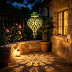 Moroccan Solar Lanterns Outdoor Hanging Garden Decor (2 Pack, Green) - Image 3