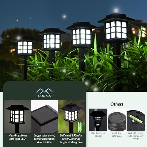 SOLPEX Solar Lights Outdoor Pathway Walkway Garden Solar Light Outside 16Pc - Image 2