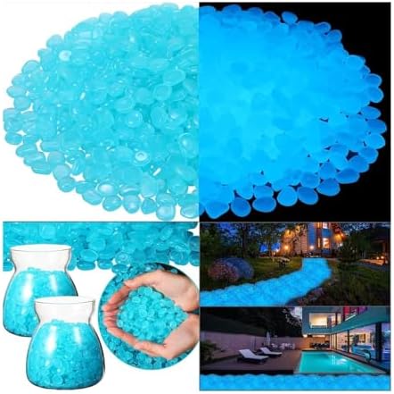 300Pcs Glow in The Dark Stones - Luminous Pebbles for Outdoor Garden, Fish Tank Rocks, Glowing Decorative Stones(Blue 300pcs) - Image 5