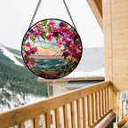 Stained Glass Window Hanging Flower Lake Suncatcher Gifts for Women 12" - Image 2