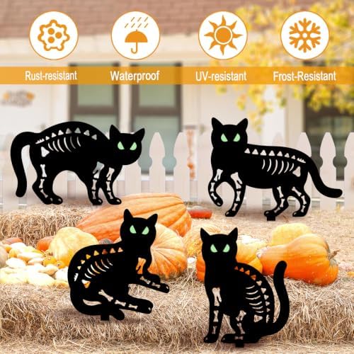 Halloween Decorations Outdoor,4 Pack Black Cat Silhouette Garden Stakes - Image 3