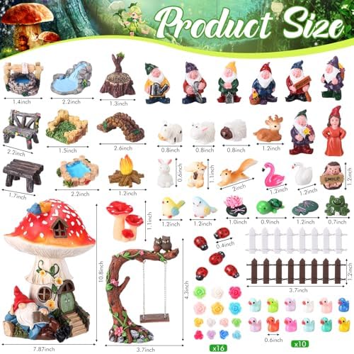 100 Sets Mushroom House Fairy Gnomes Miniatures Figures Garden Accessories - Image 4