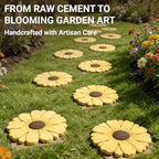 2 Pack Daisy Cement Stepping Stones 10 Inch, Heavy Duty Garden Pathway Stones, Non Slip Outdoor Walkway Decor for Yard Patio Lawn, Weather Resistant Fall Garden(Yellow) - Image 4