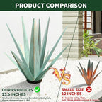 KODIBO Large Metal Agave Plant Outdoor Decor with Solar Light, Dark Blue - Image 3