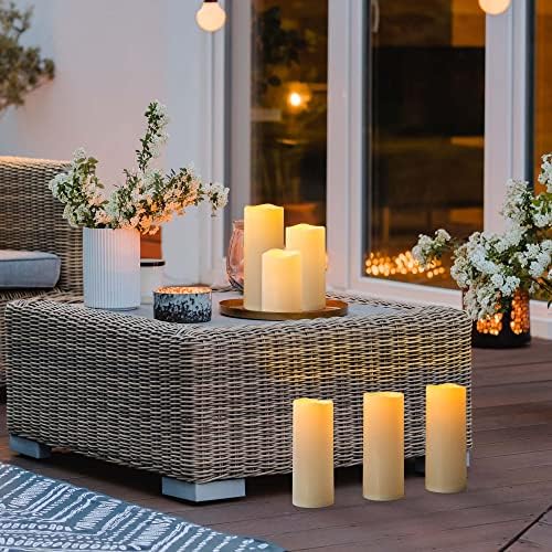 12" x 5" Waterproof Extra Large Outdoor Flameless Candles Battery Operated LED Flickering Pillar Candles with Remote for Indoor Outdoor Lanterns, Long Lasting, Ivory White Large, Set of 2 - Image 6