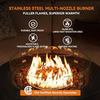 COSIEST 42 inch Outdoor Propane Fire Pit Coffee Table w Concrete Round Base Patio Heater, Certified, 50,000 BTU Stainless Steel Burner, Free Lava Rocks, Wind Guard, Rain Cover - Image 5