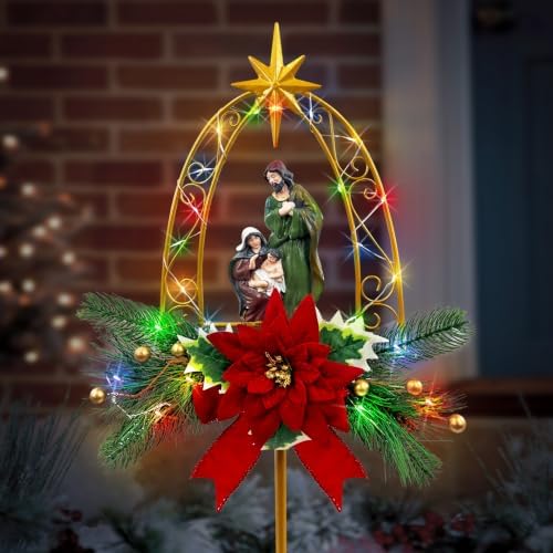 Solar Nativity Scene Outdoor,Resin Nativity Set Christmas Garden Stakes by LiraniwindHomeGardenDecor