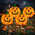 BRIGHTDECK Halloween Solar Pathway Lights Outdoor, LED Decor, Light Up Solar Stake Lights for Holiday, Halloween, Walkway, Sidewalk (Foldable Pumpkin, 4-Pack) by BRIGHTDECK
