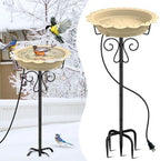 100W Heated Bird Bath for Outdoors, Heated Birdbath Water Heater, Khaki by Jvgoo