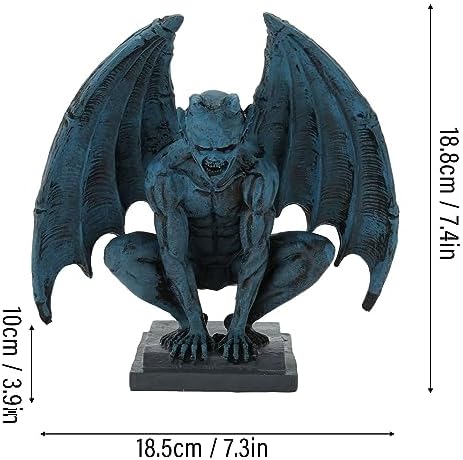 Zerodis Gargoyle Statue, Resin Gothic Sculpture Ornament Halloween Outdoor Decor Resin Medieval Sitting Gargoyle Statue Feng Shui Decor for Patio Yard Lawn Decorations - Image 5