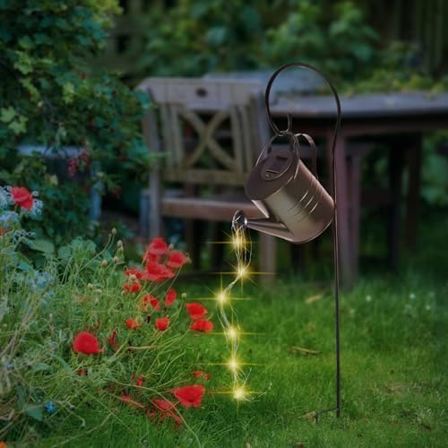 Garneck Solar Watering Can Lawn Lamp Outdoor LED Solar Garden Lights Decorative Black Iron Patio Yard Pathway Lighting - Image 7