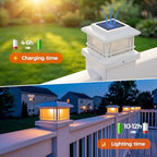 JOFIOS Flickering Flame Solar Post Cap Lights Outdoor, White Post Lights with 3 Color Temperature, Fits 3.5" 4" 4.5" 5" Wood/Vinyl Posts, IP64 Waterproof Fence Deck Lights for Garden Patio Yard 16Pack - Image 3