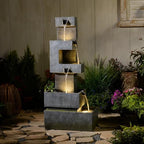 Sunlinua 48H Cascading Outdoor Water Fountain with Realistic Rock Texture by Sunlinua