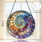 Rainbow Shell Spiral Suncatcher,Coastal Beach Stained Glass Window Hanging,8 Inch Indoor Outdoor Garden Sun Catchers,Sea Art Suncatchers for Windows Hanging,Christmas Birthday Gifts for Mom Grandma - Image 2