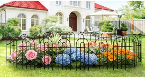 32in(H)×50ft(L) Black Decorative Garden Border Fence Total 35 Panels No Dig Metal Folding Fence Garden Edging Border Fence for Animal Barrier Fencing Flower Bed Yard Patio - Image 4
