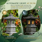 Pagoda Garden Statue, Solar-Powered Pagoda Garden Statue Auto-on Led Lantern for Zen Outdoor Decor, Dark Gray - Image 4