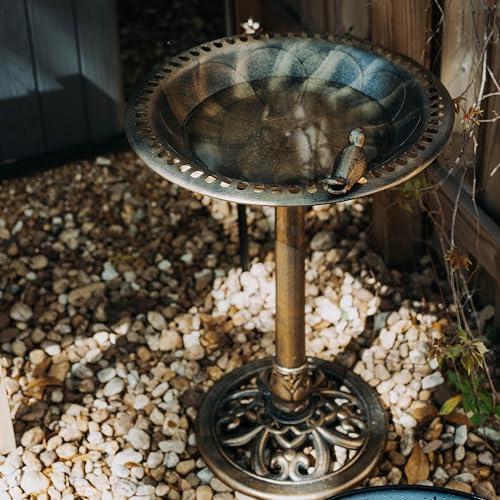 Backyard Expressions Outdoor Garden Bird Bath with Bird - Bronze - Weather Resistant Polyresin - 30 Inch - Image 5
