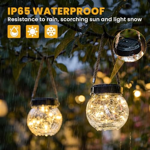 ROSHWEY 6 Pack M Size Solar Lantern Gifts for Women, Hanging Garden Decor Solar Lights Outdoor Waterproof with 15 LED for Halloween Christmas Easter Gift - Image 6