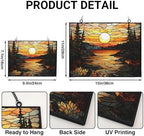 Rectangle Vintage Sunset in The Forest Stained Glass Window Hanging, Suncatcher for Women, Stained Glass Window Decor Perfect Home Décor - Image 3