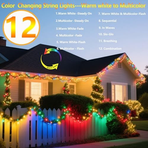 Joomer Solar Christmas Lights, 2PACK Total 144FT 400LED Color Changing - Image 2
