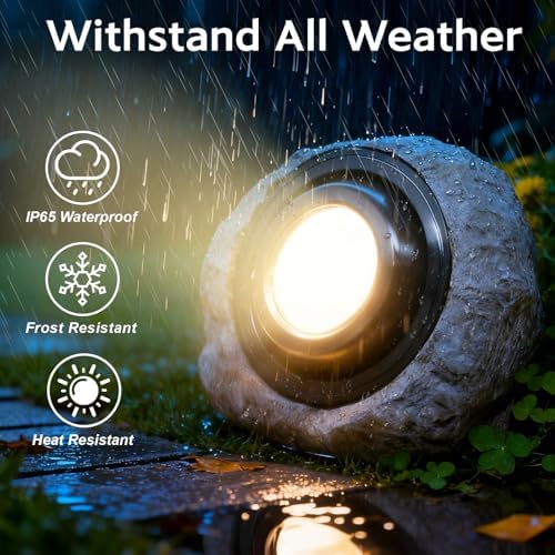 Solar Powered Rock Lights Outdoor- 2 Pack Super Bright Solar Spot Garden with 2 Lighting Modes, IP65 Waterproof Outdoor Decorative for Garden,Backyard, Roads, Yard, Patio Landscape,Sidewalks - Image 4