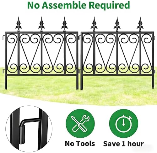 AMAGABELI GARDEN & HOME 5 Panels 24in(H)×10ft(L) 0.4 Inch Wire Diameter Decorative Garden Fences and Borders for Dogs No Dig Metal Garden Edging Border Animal Barrier Fencing for Flower Bed Yard Patio - Image 3