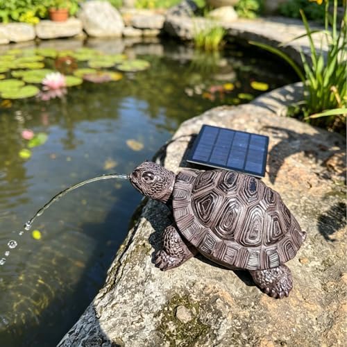 Solar Powered Turtle Water Fountain Spitter, Pond Spitter,Outdoor Resin Turtle Statue, Hand-Painted Garden Decor Fountain for Pond, Patio, Backyard, Pool, Water Feature Decoration - Image 5