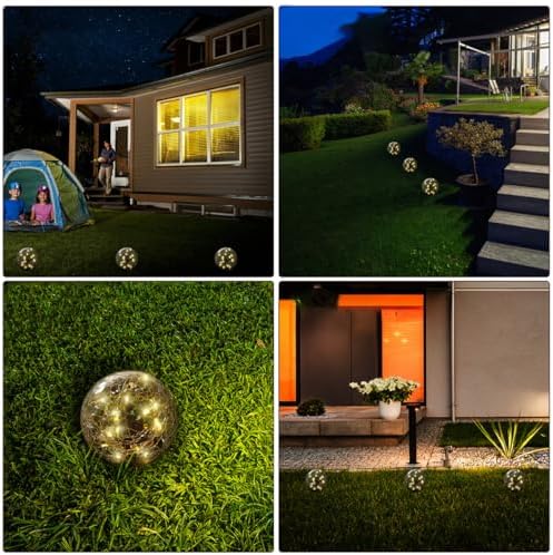 Solar Ground Light Crackle Ball Garden Lamp with 2V Panel - Image 3