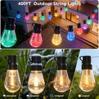 LETIANPAI 400FT RGB+IC Outdoor String Lights, IP67 Waterproof LED Color Changing Clear Bulb String Lights with App & Remote Control, Shatterproof Hanging Patio Lights for Backyard Garden Party - Image 2