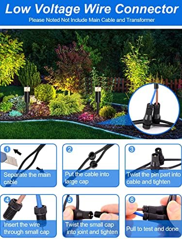 5W Low Voltage Landscape Pathway Lights with Connectors 12V Outdoor Landscape Lighting LED Bollard Path Lights Wired IP65 Waterproof Warm White Walkway Lights for Garden Yard Lawn (12Pack) - Image 4