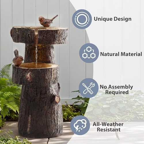 22.4" Tall Outdoor Water Fountain, 2 Tier Cascading Bowls and Stacked Water Fountain with LED Lights, for Yard Décor, Backyard, Patio and Deck (22.4'') - Image 4