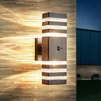 Motion Sensor Outdoor Wall Light Fixture Up Down Porch Lights Modern Dusk to Dawn Exterior Sconce Wall Mount Outside Coach Lantern for House Front Door Garage (Include 2 Free Dimmable Bulbs) by DELICAVYLIGHTING
