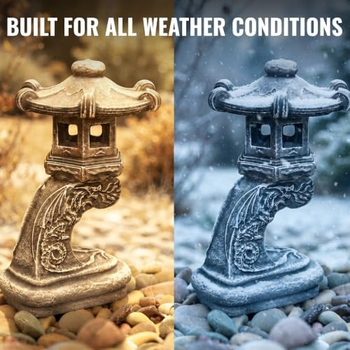 OLOMA Detailed Ranki Japanese Pagoda Concrete Garden Statue Stone Pagoda Asian Ornament Zen Outdoor Handcrafted Garden Decor Patio Lawn Outdoor Landscaping Accent - Image 5