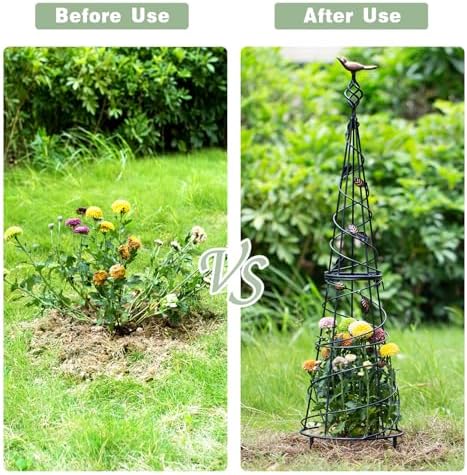 Garden Obelisk 41" Metal Trellis - Sturdy Support for Roses & Vines - Image 3