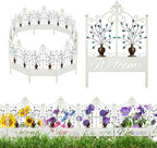 8 Pack Vintage White Metal Garden Fence, Animal Barrier Outdoor Lawn Decor by ResamaWallDecorationGift