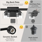 8-Light Bathroom Light Fixtures, 51" Modern Vanity Lights Over Mirror with Clear Glass Shades, Matte Black Light Fixture, Classic Wall Light Fixture for Mirror Living Room Cabinet Bedroom Porch - Image 7