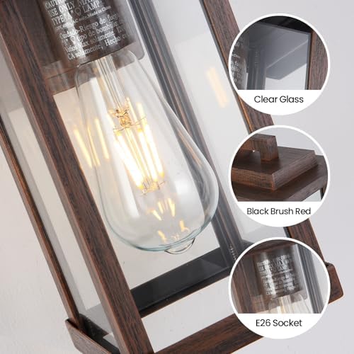 Outdoor Wall Sconce, Brown Outside Porch Light Fixtures Clear Glass - Image 6