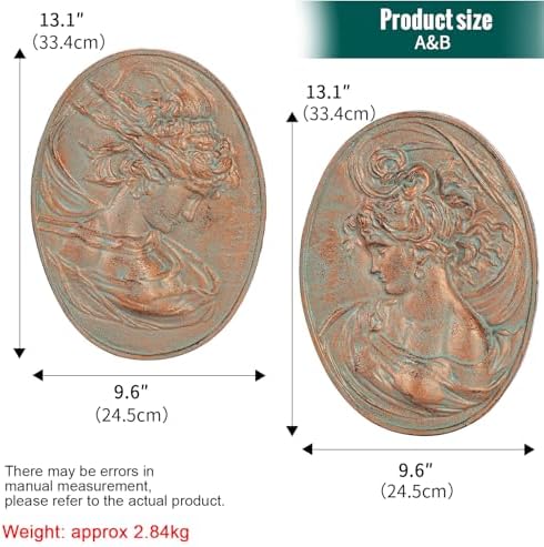 Sungmor Copper Cast Iron Wall Art, Oval-shaped Classical Lady Relief Plaque - Image 3