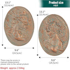 Sungmor Copper Cast Iron Wall Art, Oval-shaped Classical Lady Relief Plaque - Image 3