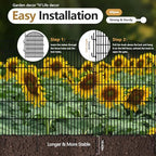 10 Panels Decorative Garden Fence with Lock, 48in (H) x 24ft (L) No Dig Dog Animal Barrier for Outdoor Yard, Rustproof Ground Stakes Metal Fencing for Yard, Patio, Flower Bed - Image 3