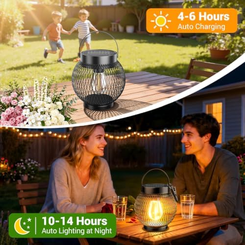 Solar Lanterns Outdoor Waterproof, Metal Hanging Solar Lights, 4 Pack - Image 5