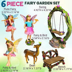 Mood Lab Fairy Garden Figurines with Swing - Miniature Decor Set (6 pcs) - Statues & Accessories - Outdoor & Indoor Garden Decor - Image 3
